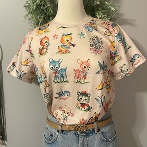 Nostalgic Animals Graphic Tee in Dusty Pink